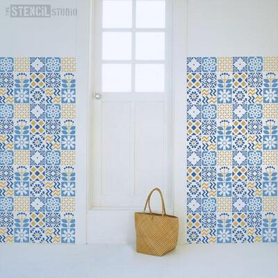 Stroud Tile Repeat Stencil - XL - A x B  65.8 x 43.8cm (25.9 x 17.2 inches)