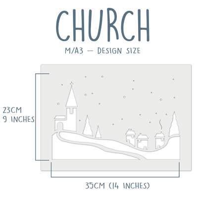 Christmas Church Festive Window Display Snow Spray Stencil - M/A3