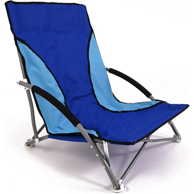 Blue Folding Low Lounger Beach Camping Fishing Deck Chairs - FOUR