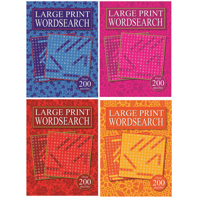 Set Of 4 Large Print A4 Size Word Search Puzzle Books - 4160
