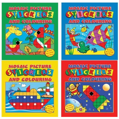 Mosaic Pictures Sticker And Colouring Activity Books - 3105 - Set Of Four