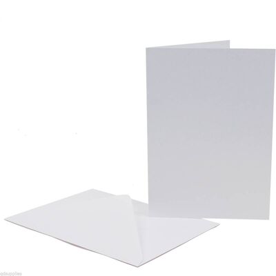 Pack Of 40 White 5"x7" Blank Greetings Cards & Envelopes