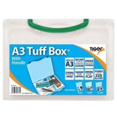 Tiger A3 Clear Plastic Tuff Box - Green Handle