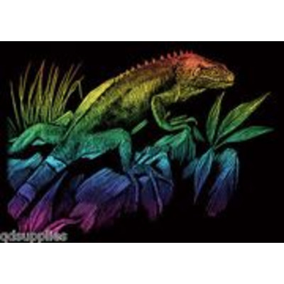 A5 Engraving Art Scraper Foil Kits - Rainbow Iguana