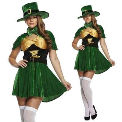 Sexy Irish Leprechaun St Patricks Day Fancy Dress Costume UK 10-14