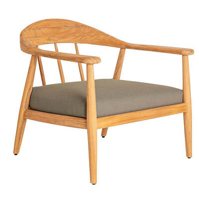 Alexander Rose Dana Teak Wood Lounge Chair, Kvadrat Khaki