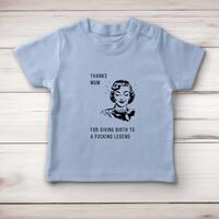 Thanks Mum Baby T-Shirt – Blue, 3-6 Months