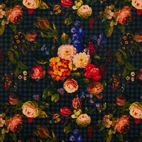 Image of Paloma Home Modern Floral Black Fabric MOF/BLA/15000FA - By The Metre
