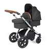 Image of Ickle Bubba Stomp Luxe All in One i-Size Travel System with ISOFIX Base (Frame: Silver, Fabric Colour: Charcoal Grey, Handle Bars: Tan)