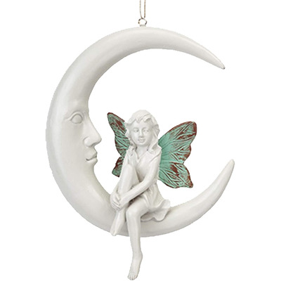 Fairy Sitting On The Moon Hanging Garden Ornament Decoration