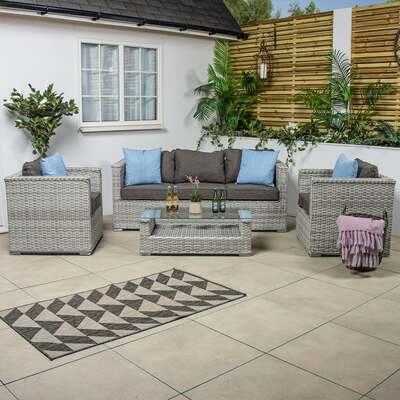 Bracken Outdoors Madrid Light Grey 3 Seat Sofa Lounge Garden Furniture Set with Coffee Table