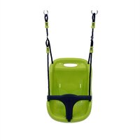 Image of Green Baby Swing Seat with Safety Back Support - Adjustable Ropes Secure