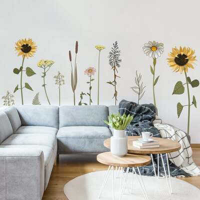 Retro Flower Wall Decal Set - Medium Set