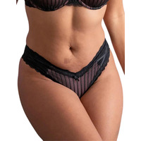 Pour Moi Luxe Linear Brazilian Brief – Black/Blush – 2XL – 18