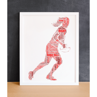 Personalised Female Rugby Player Word Art Gift
