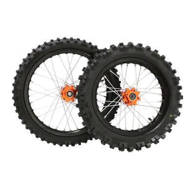 Pit Bike Orange CNC Wheel Set with Kenda Tyres & SDG Hubs - 17’’F / 14’’R