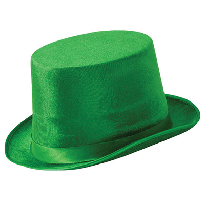 Green Velour Top Hat St Patricks Day Fancy Dress - One
