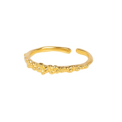 Caviar Gold Stacking Ring (adjustable)