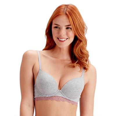 Pretty Polly Casual Comfort Moulded T Shirt Bra - Grey Marl/Sugar Plum