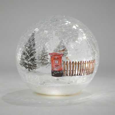 15cm Battery Operated Postbox Winter Scene Crackle Effect Ball