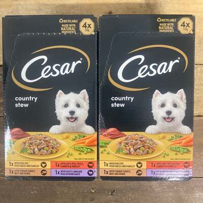 8x Cesar Adult Wet Dog Food Country Stew Special Selection (2 Boxes of 4x150g Trays)