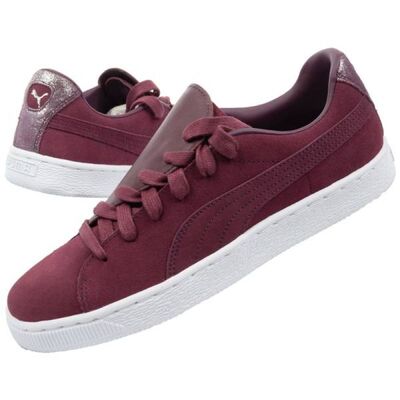 Puma Womens Suede Crush Frosted Shoes - Burgundy