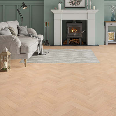Lusso Carrara Luxe Unfinished Oak Herringbone Engineered Wood Flooring – Lusso