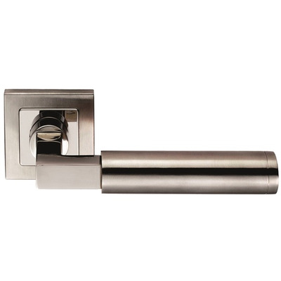 Eurospec Fagus Square Mitred Stainless Steel Door Handles - Satin Stainless Steel - SSL1406DUO (sold in pairs) DUAL FINISH POLISHED & SATIN