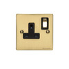 M Marcus Electrical Elite Flat Plate 1 Gang Sockets, Polished Brass, Black Or White Trim - T01.840.PB POLISHED BRASS - BLACK INSET TRIM
