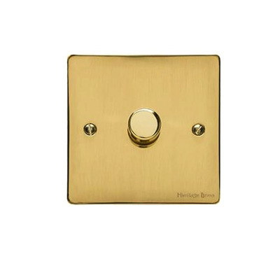 M Marcus Electrical Elite Flat Plate 1 Gang Dimmer Switch, Polished Brass, 250 Watts OR 400 Watts - T01.971/250 POLISHED BRASS - 250 WATTS