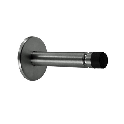 Eurospec Buffered Projecting Door Stop/Coat Hook - Polished Or Satin Stainless Steel Finish - HCH1018 SATIN STAINLESS STEEL