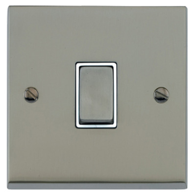 M Marcus Electrical Victorian Raised Plate 1 Gang Switches, Satin Nickel (Matt) Finish, Black Or White Inset Trims - R05.800.SN SATIN NICKEL - BLACK INSET TRIM