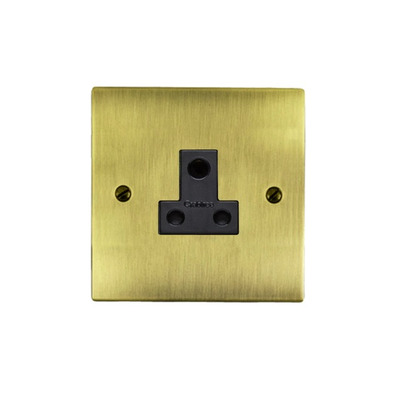 M Marcus Electrical Elite Flat Plate Lamp Socket (Un-Switched Round Pin), Antique Brass, Black Trim - T91.982.BK ANTIQUE BRASS - BLACK INSET TRIM