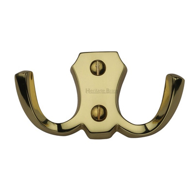 Heritage Brass Double Robe Hook (78mm Width), Polished Brass - V1062-PB POLISHED BRASS
