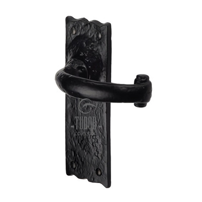 M Marcus Tudor Collection Colonial Door Handles, Rustic Black Iron - TC310 (sold in pairs) LOCK (WITH KEYHOLE) - (155 x 53mm)