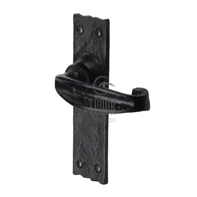 M Marcus Tudor Collection Wellington Door Handles, Rustic Black Iron - TC610 (sold in pairs) LOCK (WITH KEYHOLE)