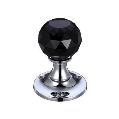Zoo Hardware Fulton & Bray Facetted Black Glass Ball Mortice Door Knobs, Polished Chrome - FB401CPBL (sold in pairs) POLISHED CHROME