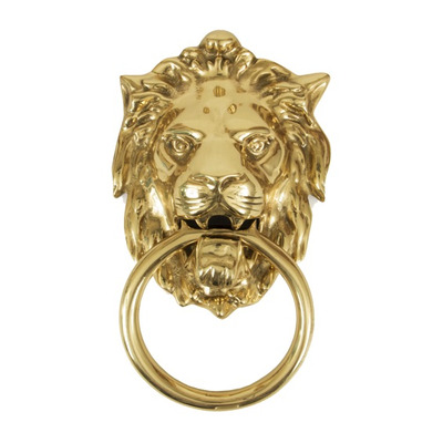 From The Anvil Lions Head Door Knocker, Polished Brass - 33020 POLISHED BRASS