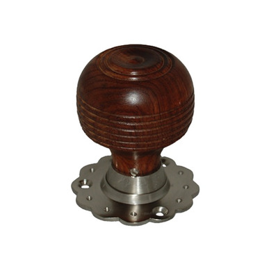 Chatsworth Fluted Rose Cottage Rosewood Brown Mortice Door Knobs, Satin Nickel Backplate - BUL402-3SN-BRN (sold in pairs) BROWN WITH SATIN NICKEL BACKPLATE