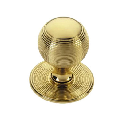 Croft Architectural Reeded Ball Centre Door Knob, Various Finishes Available* - 6407 POLISHED BRASS