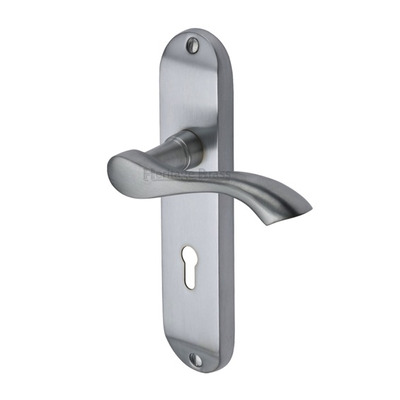 Heritage Brass Algarve Satin Chrome Door Handles - MM924-SC (sold in pairs) LOCK (WITH KEYHOLE)