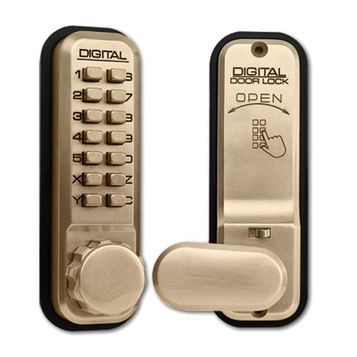 LOCKEY 2435 Series Digital Lock With Holdback, Polished Brass - L2616 POLISHED BRASS