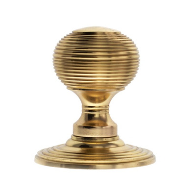 Atlantic Old English Ripon Solid Brass Reeded Mortice Knob, Polished Brass - OE50RMKPB (sold in pairs) POLISHED BRASS