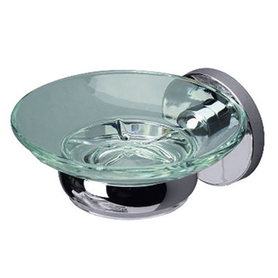 Prima Lily Collection Clear Glass Soap Dish, Polished Chrome - ML04 POLISHED CHROME WITH CLEAR GLASS