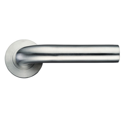 Zoo Hardware ZPS Radius Lever On Round Rose, Satin Stainless Steel - ZPS070SS (sold in pairs) SATIN STAINLESS STEEL