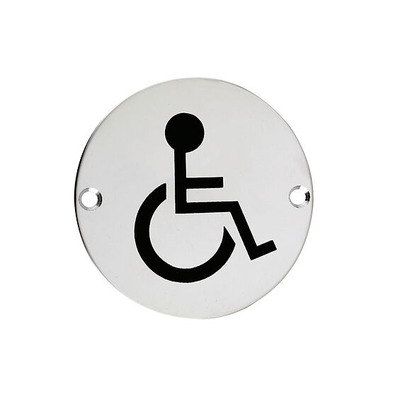 Zoo Hardware ZSS Door Sign - Disabled Facilities Symbol, Polished Stainless Steel - ZSS07PS POLISHED STAINLESS STEEL