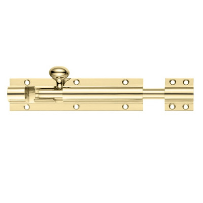 Zoo Hardware Fulton & Bray Architectural Barrel Bolt (4, 6, 8, 12, 18 OR 24 Inch), Polished Brass - FB60 POLISHED BRASS - 100mm x 38mm