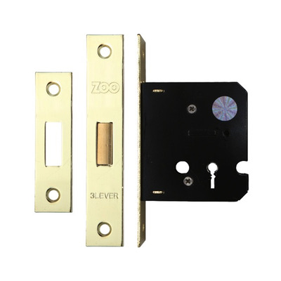 Zoo Hardware 3 Lever Contract Dead Lock (64mm OR 76mm), Electro Brass - ZDC364EB 64mm (2.5 INCH) - ELECTRO BRASS