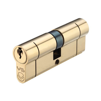 Zoo Hardware Vier Precision Euro Profile British Standard 5 Pin Double Cylinders (Various Sizes), Polished Brass - V5EP60DPBE 100mm - KEYED TO DIFFER