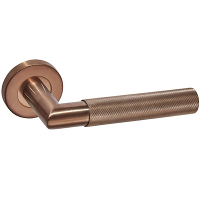 Access Hardware Knurled Door Handles On Round Rose, Copper Finish - B1910CU (sold in pairs) COPPER FINISH